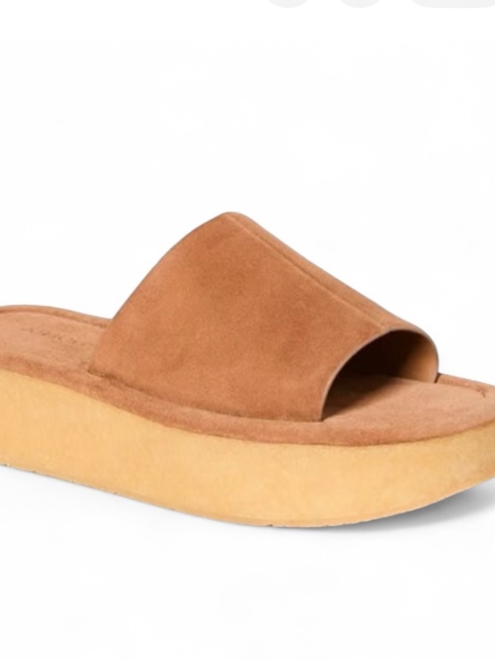 Vince Palley Brown Suede Textured Gumsole Platform Slide Sandal | 6.5